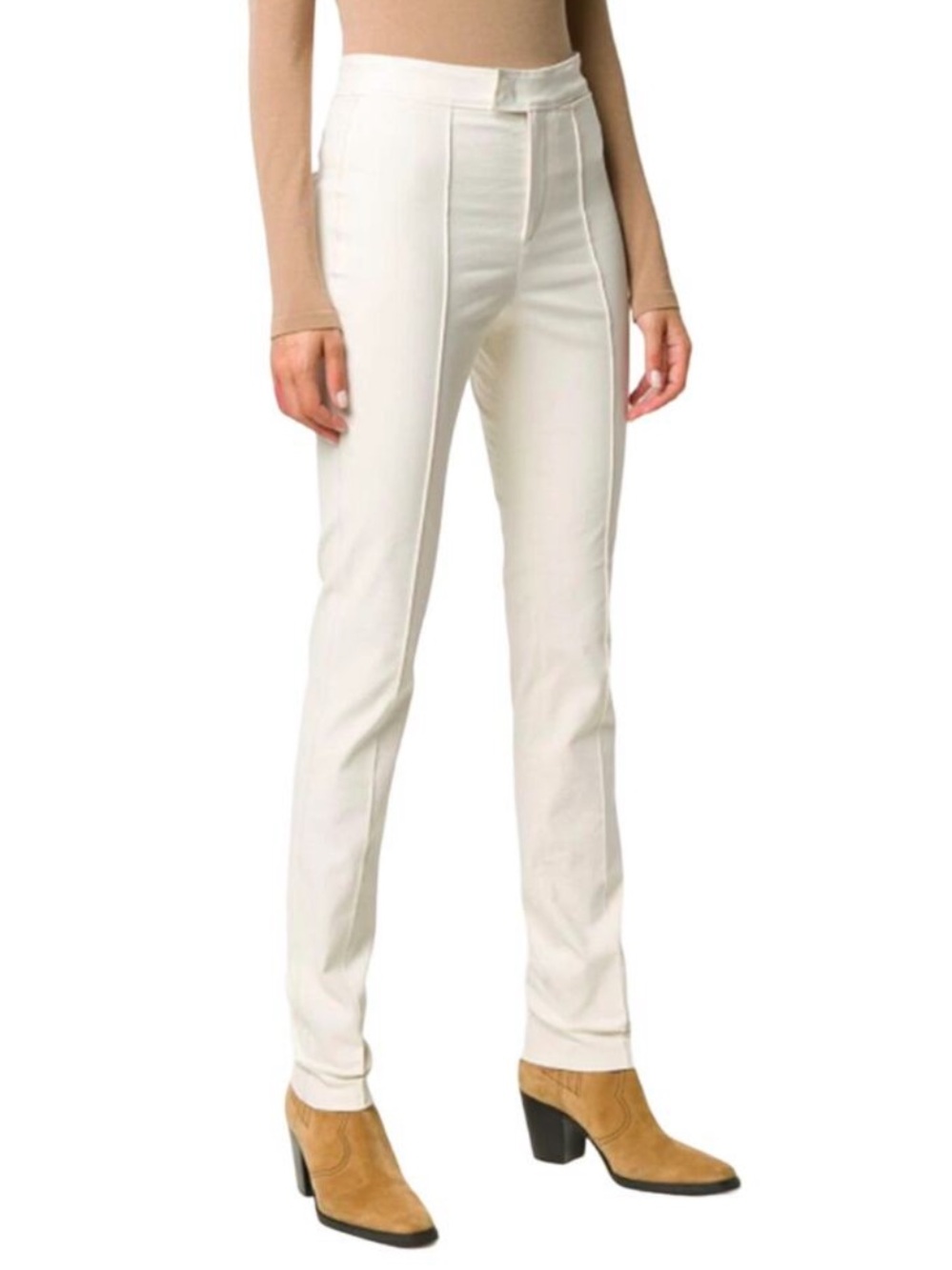 Isabel Marant Waren Ecru Slim Stretch High Waisted Trouser Pants US Size 38